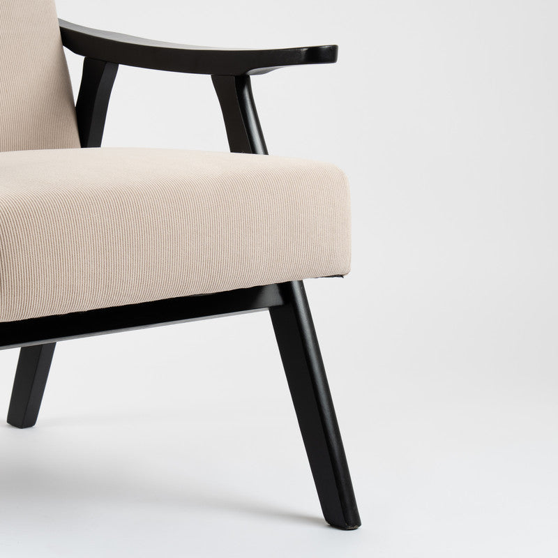 Beige Cord Flat Arm Chair